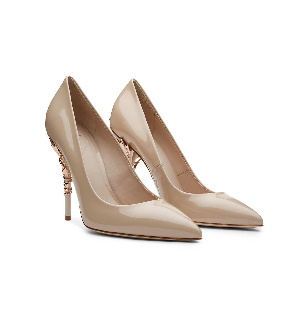 Nude Patent Calf with Rose Gold Leaves